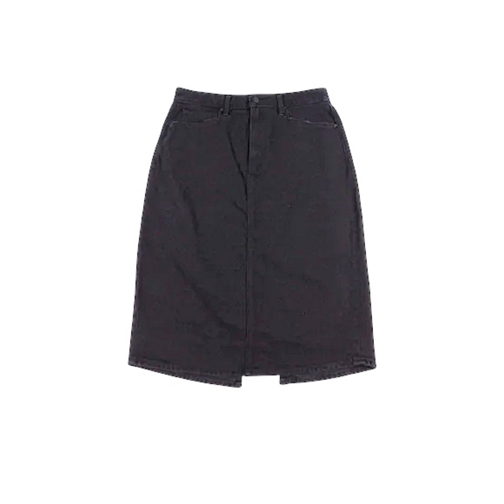 Paige Black Denim Midi Skirt | Size 28